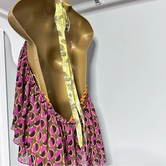 Zara Mixed Print Halter Top – Boho Sleeveless Blouse XS Layered - Picture 6 of 9